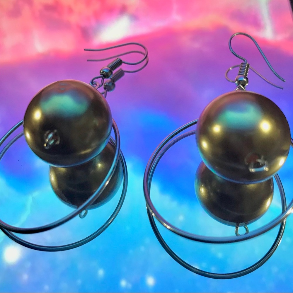 Gold planet earrings